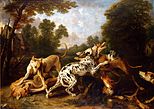 Dogs fighting by Frans Snyders, who probably left the landscape background to another kind of specialist.