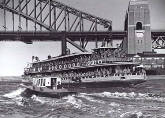 Ferrying troops to Malaya-bound troop ship, 1941