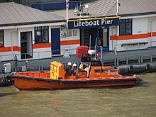 Lifeboat moored on the Thames