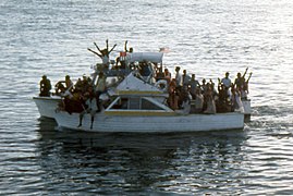 An overloaded boat of Marielitos in Key West