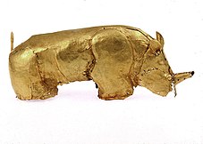The Mapungubwe rhinoceros dated ca. 1250–1290 CE, is part of the Mapungubwe Collection