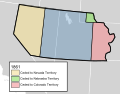 Aufteilung 1861, weitere Grenzverschiebungen zugunsten des Nevada-Territoriums folgten