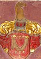 Gewendetes Bellersheim Wappen als Ahnenwappen am Epitaph von Christoffel Eitel von Schutzbar und Frau aus der Evangelischen Kirche in Treis an der Lumda