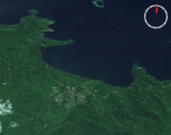 The city of Arawa, and the port of Kieta, from space