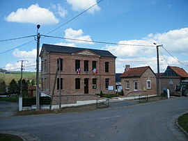 The town hall and school of Bailleul