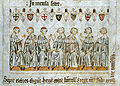 Die Kurfürsten bei der Wahl mit abgebildeten Wappen