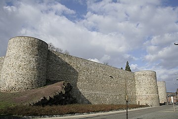 The remaining walls of the medieval castle of Binche