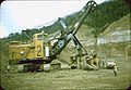 Shovel at Panguna mine undergoing maintenance, engaged in overburden removal, c. 1971.