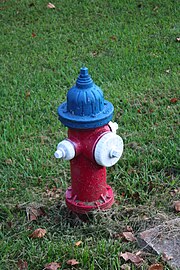 Hydrant in the United States painted with an American patriotic theme
