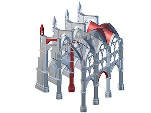 Rib vaults support the roof; they transfer the force of the weight outwards and downwards through a web of thin stone ribs, connected by thin pillars to the piers and columns below and to buttresses outside