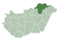 Borsod–Abaúj–Zemplén County within Hungary