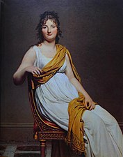 Madame Raymond de Verninac by Jacques-Louis David, with clothes and chair in Directoire style. "Year 7": that is, 1798–1799