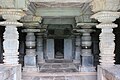 Lathe turned pillars support bay ceiling in the Kedareshwara temple at Halebidu