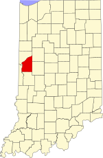 Fountain County's location in Indiana