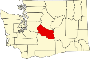 Map of Washington highlighting Kittitas County