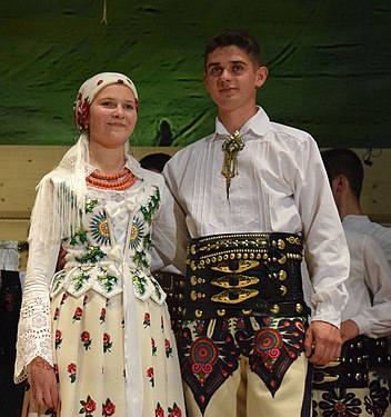 Bride and groom in traditional highlander Podhale costume, Poland