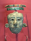 Funerary mask of a Palenque queen covered with pieces of malachite, 7th century (site museum)