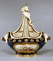 Sèvres pot-pourri vase in the shape of a ship, 1763, porcelain