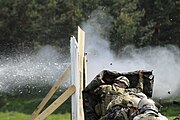 Slovenian and 5th Battalion, 19th Special Forces Group soldiers practice explosive breaching techniques during a three-week Joint Combined Exchange Training exercise in Slovenia.