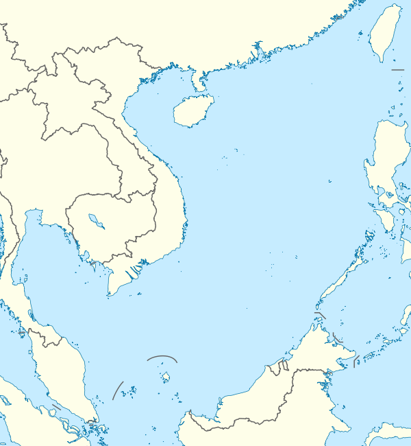Map of South China Sea with the locations of
