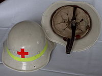 German Civil defence Stahlhelm with wider, flared peak in use from the 1940s until the 1990s