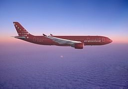 Air Greenland Airbus A330-200 in-flight.