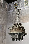 The Marinid-era bronze chandelier in the prayer hall