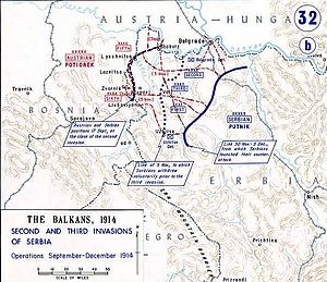 Map of Austrian invasion plans of Serbia, November 1914
