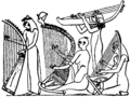 Picture shown variety of Egyptian harps.