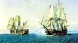 Das spanische Linienschiff Catalán im Gefecht mit der britischen Mary
