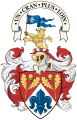 Above the crest is the slogan (see: Slogan (heraldry), most traditional in Scottish heraldry) or the war cry, Arms of Brady Brim-DeForest, Baron of Balvaird