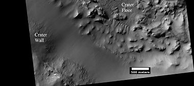 Erosion forms on floor of crater, as seen by HiRISE under HiWish program
