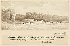 Edward Gennys Fanshawe 1850 sketch of the site of the old town of Panama