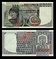 10,000 lire – obverse and reverse – printed in 1976