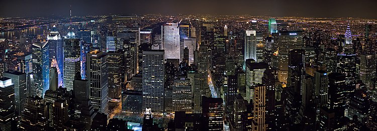 View of the Midtown Manhattan skyline, looking north from the Empire State Building.