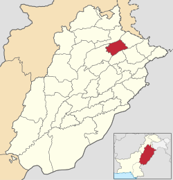 Karte von Pakistan, Position von Distrikt Mandi Bahauddin hervorgehoben