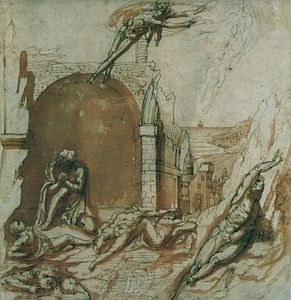 Pierino da Vinci, The count Ugolino and his children in prison, visited by Hunger, 16th century