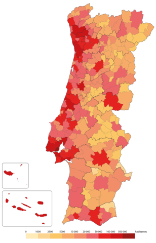 Population by municipality in Portugal (2020).