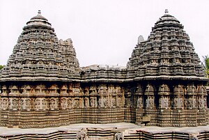 Vesara style of Chennakesava Temple, Somanathapura. Towers are in 16 pointed star plan.
