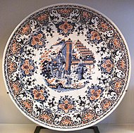 Polychrome plate with Chinese scene, c. 1730.