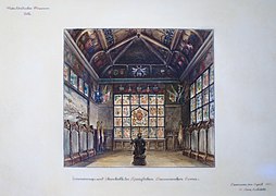 Entwurfszeichnung von Alfred Sasse für die „Erinnerungs- und Ehrenhalle der Königlichen Hannoverschen Armee im Vaterländischen Museum“ (1903)
