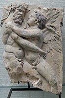 Silenus and Eros, fragment from a terracotta relief found in Italy, early 1st century AD