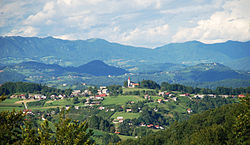 Typical Lower Carniolan landscape in Sveti Vrh