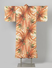 Stencil-printed meisen kimono, chrysanthemum pattern