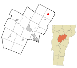 Location in Washington County and the state of Vermont