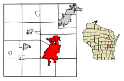 Location of Oshkosh in Winnebago County, Wisconsin.