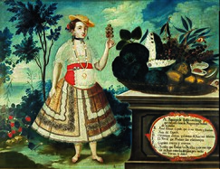Yapanga of Quito with the dress that this class of women wore to please. Lienzo de Vicente Albán de 1783, Quito School.