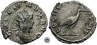 Antoninianus issued to celebrate LEG III ITAL VI P VI F, "Legio III Italica six times faithful and loyal."