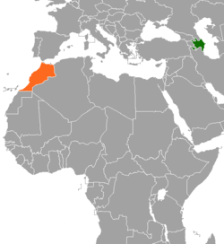 Map indicating locations of Azerbaijan and Morocco