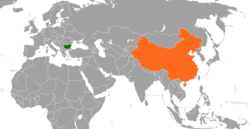 Map indicating locations of Bulgaria and China